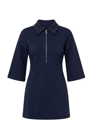 TRENDYOLMİLLA Women's Dark blue Plain Midi Three-Quarter Sleeve A-line Dresses