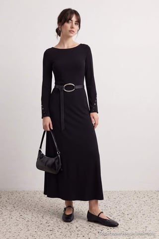 Trendyol Modest Women's Black Plain Maxi Long A-line Modest Dresses