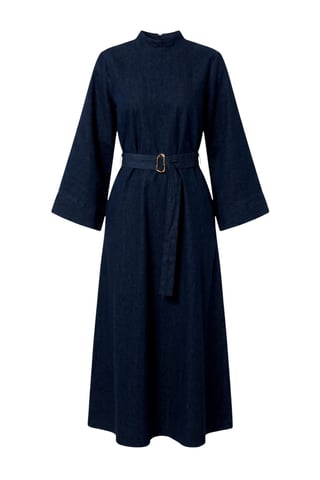 TRENDYOLMİLLA Women's Blue Plain Maxi Long A-line Dresses