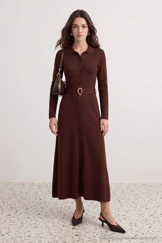 Trendyol Modest Women's Brown Plain Maxi Long A-line Modest Dresses