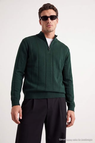 TRENDYOL MAN Men's Khaki Striped Long Regular fit Sweaters
