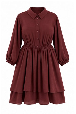 Trendyol Curve Women's Purple Plain Short / Mini Three-Quarter Sleeve Skater Plus Size Dress