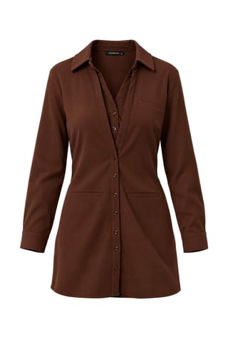 TRENDYOLMİLLA Women's Brown Plain Short / Mini Long Shirt dress Dresses
