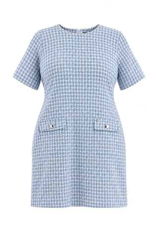 Trendyol Curve Women's Blue Plaid Short / Mini Short A-line Plus Size Dress