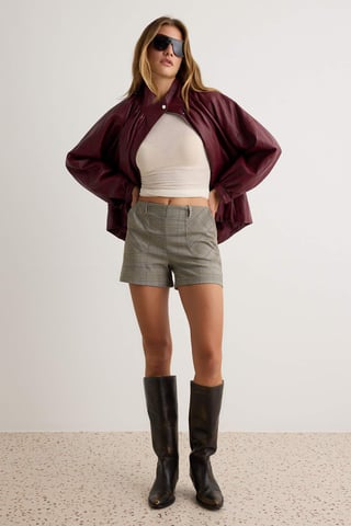 TRENDYOLMİLLA Women's Brown Plaid Slim High Waist Shorts & Bermudas