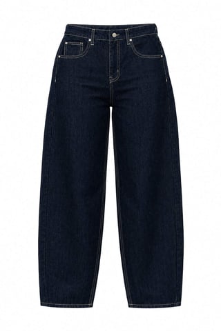 TRENDYOLMİLLA Women's Blue Plain Barrel Normal waist Jeans