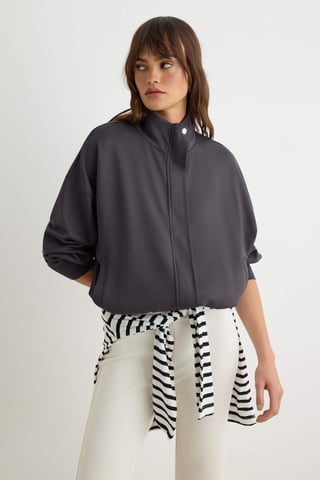 TRENDYOLMİLLA Women's Gray Plain Long Oversize Sweatshirts