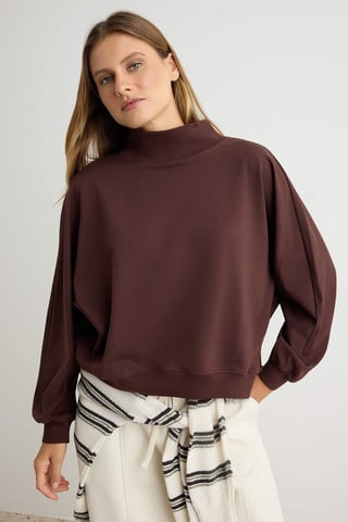 TRENDYOLMİLLA Women's Brown Plain Long Oversize Sweatshirts