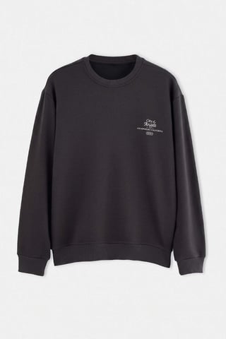 TRENDYOL MAN Men's Gray Slogan Long Oversize Sweatshirts