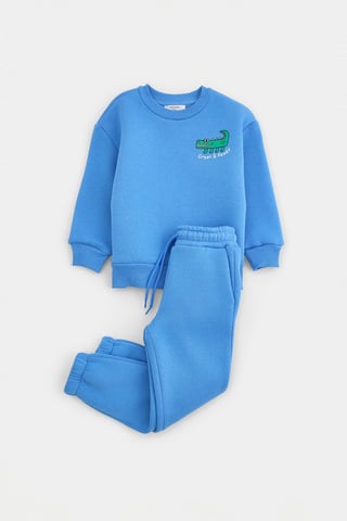 TRENDYOLKIDS Boys Blue Graphic Long Oversize Two Piece Sets