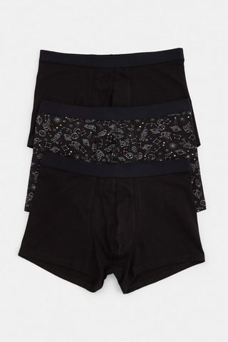 TRENDYOL MAN Men's 3 Pack Black Galaxy Boxer Shorts