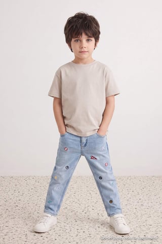 TRENDYOLKIDS Boys Dark blue Plain Normal waist Jeans