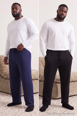 TRENDYOL MAN Men's Black Plain Normal waist Plus Size Pajama Bottoms
