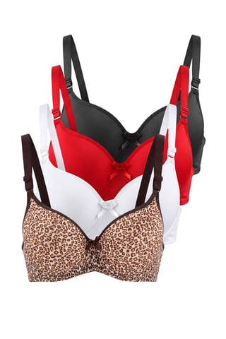 TRENDYOLMİLLA Women's 4 Pack Black Animal print Fixed cup Bras