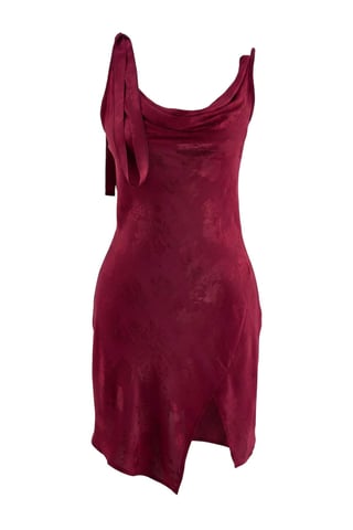 TRENDYOLMİLLA Women's Burgundy Floral Short / Mini Sleeveless Regular fit Nightgowns