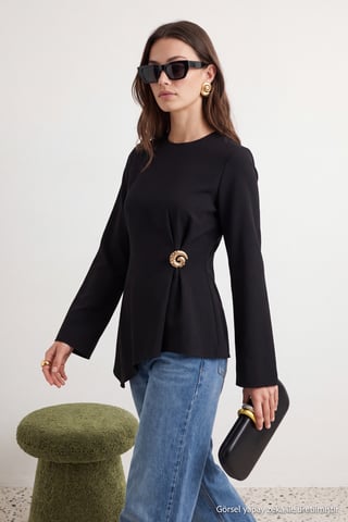 Trendyol Modest Women's Black Plain Long Regular fit Modest Tunics