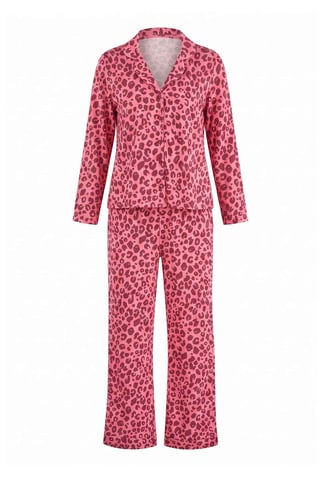 TRENDYOLMİLLA Women's 2 Pack Purple Animal print Long Loungewear Regular fit Pajama Sets
