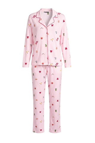 TRENDYOLMİLLA Women's 2 Pack Pink Christmas Long Regular fit Pajama Sets