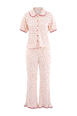 TRENDYOLMİLLA Women's 2 Pack Ecru Heart Short Loungewear Regular fit Pajama Sets