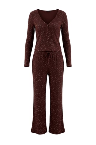 TRENDYOLMİLLA Women's 2 Pack Brown Polka dot Long Loungewear Regular fit Pajama Sets