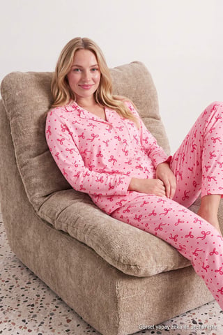 TRENDYOLMİLLA Women's 2 Pack Pink Graphic Long Regular fit Pajama Sets