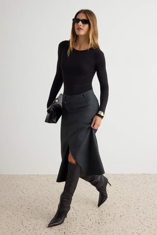 TRENDYOLMİLLA Women's Gray Plain Midi Skirts