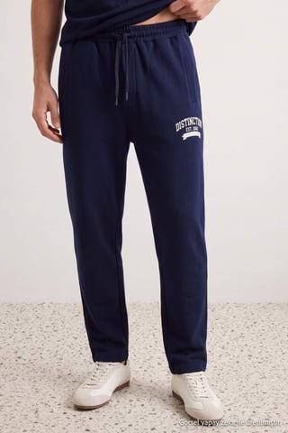 TRENDYOL MAN Men's Dark blue Slogan Normal waist Sweatpants