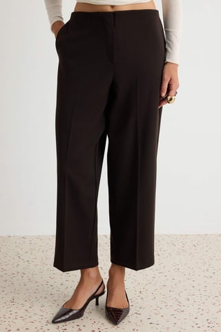 TRENDYOLMİLLA Women's Brown Plain Cigarette pants Normal waist Trousers
