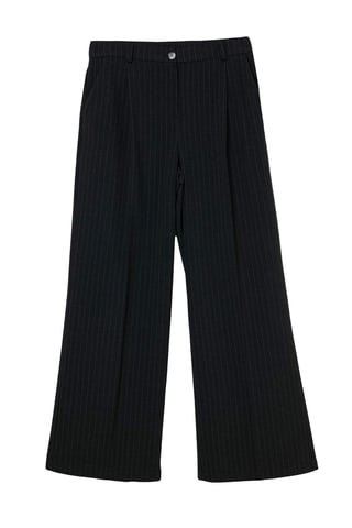 TRENDYOLMİLLA Women's Gray Striped Wide Leg Normal waist Trousers