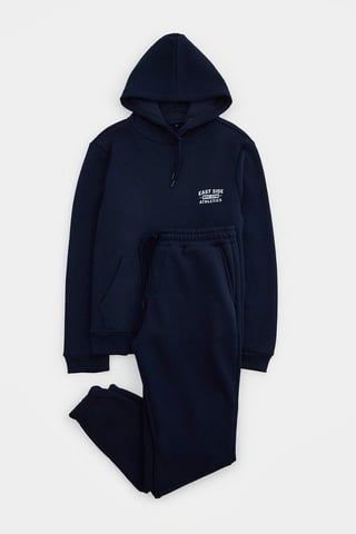 TRENDYOL MAN Men's Dark blue Slogan Long Regular fit Sweatsuit Sets
