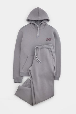 TRENDYOL MAN Men's Gray Slogan Long Regular fit Sweatsuit Sets