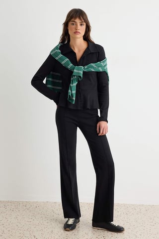 TRENDYOLMİLLA Women's Black Plain Long Peplum Sweatsuit Sets