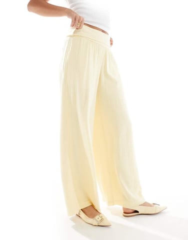 Hollister foldover super pull on trousers in yellow