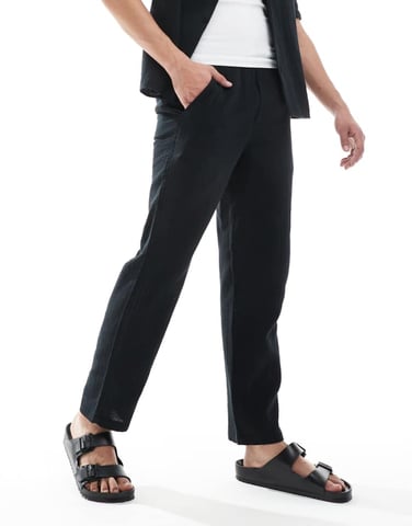 ONLY & SONS loose fit texture trousers co-ord in black