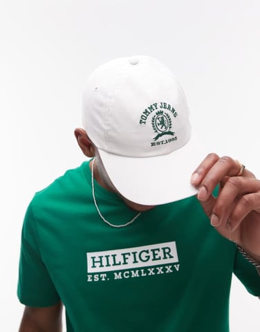 Tommy Jeans Crest graphic logo cap in white