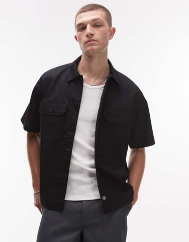 Dickies unionville boxy fit work shirt in black