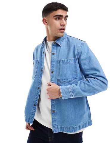 Lee avslappnad passform 2-fickad overshirt med broderi på ryggen