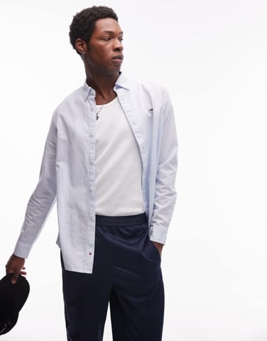 Tommy Jeans regular linne skjorta i blått