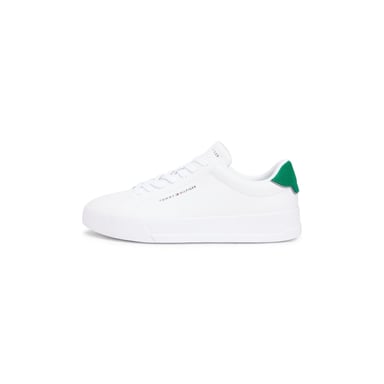 Tommy Hilfiger Mens Pebble Grain Court Leather Trainers (White/Green)