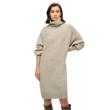 Superdry Womens/Ladies Knee Length Knitted Turtle Neck Sweater Dress (Light Grey)