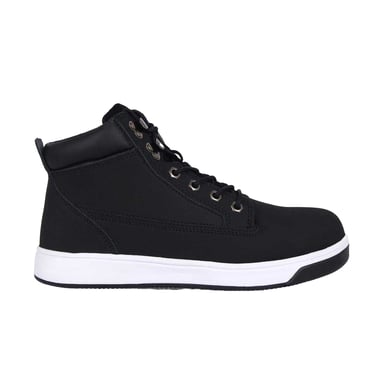 Dunlop Mens Nebraska Coated Leather Steel Toe Cap Flat Safety Boots (Black/White)