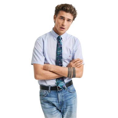 Gant Mens Poplin Classic Short-Sleeved Shirt (Light Blue)