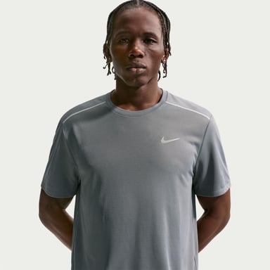 Nike Mens Miler Swoosh Reflective Detail T-Shirt (Smoke Grey)
