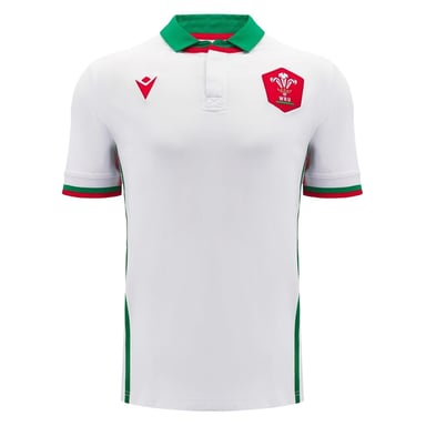 Macron Mens 24/25 Welsh Rugby Union Rugby Shirt (White/Green)