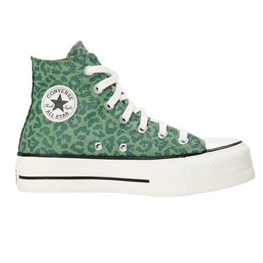 Converse Womens/Ladies All Star Leopard Print Canvas Platform High Top Trainers (Green)