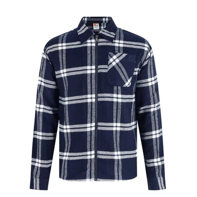 SoulCal Mens Checked Flannel Full Zip Long-Sleeved Shacket (Navy)