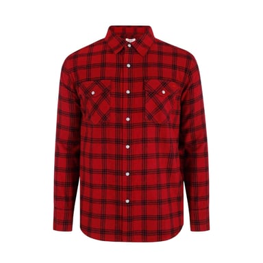 Lee Cooper Mens Check Plaid Long-Sleeved Shirt (Red)