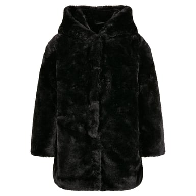 Urban Classics Girls Teddy Fleece Hooded Coat (Black)