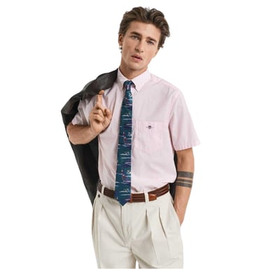 Gant Mens Poplin Classic Short-Sleeved Shirt (Light Pink)