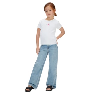 Calvin Klein Girls Mono Crop Top (White)